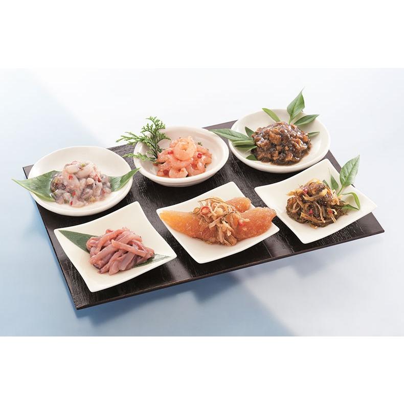 海鮮紀行6点　本 数の子 黄金 松前漬け イカの塩辛 たこわさび えびジャン辛 などこだわり6種の生珍味 海鮮 詰め合わせギフト  お歳暮クリスマス 送料無料 布目