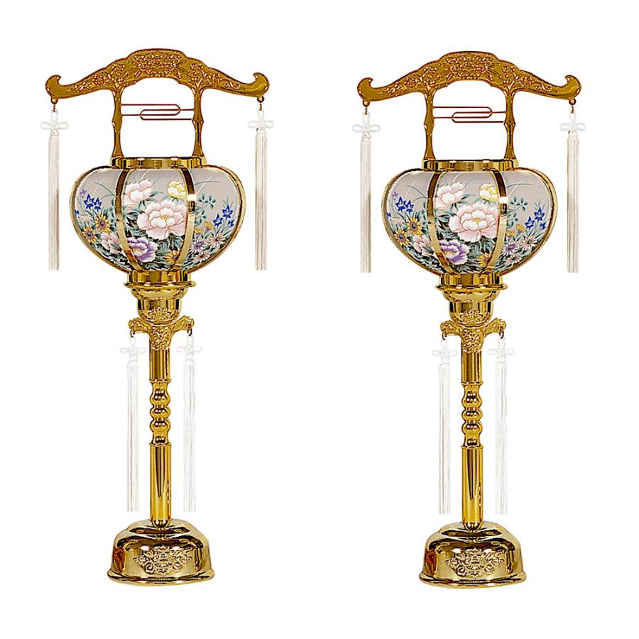 盆提灯 張２号 ゴールド 対入り/ 霊前灯 8912初盆 家紋 7月 8月 仏壇