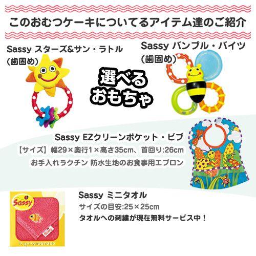 Sassy（サッシー） Sassy 2段 ビブ おむつケーキ 出産祝い 名入れ刺繍