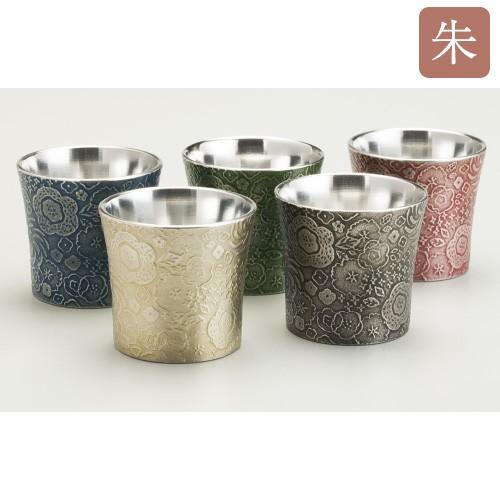伝統工芸 大阪錫器 ぐい呑み 舞花 ( 朱 ) ピューター 酒 日本製