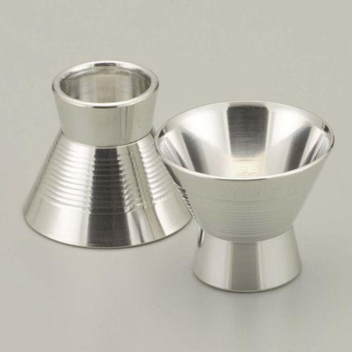 ( 伝統工芸 / 大阪錫器 ) 盃 / 磨 / 足付猪口 ( 2ヶ入 ) ピューター 酒 日本製 工芸品
