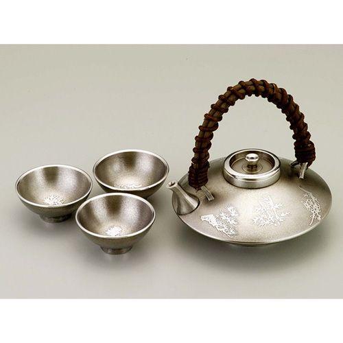 ( 伝統工芸 / 大阪錫器 ) 黒ぢょか / 松竹梅 ピューター 酒 日本製 工芸品