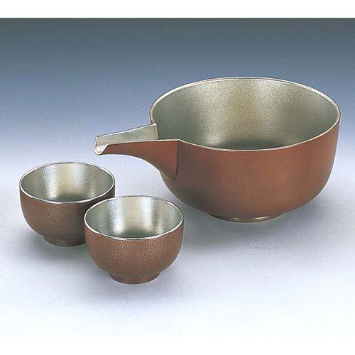 ( 伝統工芸 / 大阪錫器 ) 片口セット / 朱イブシ ピューター 酒 日本製 工芸品