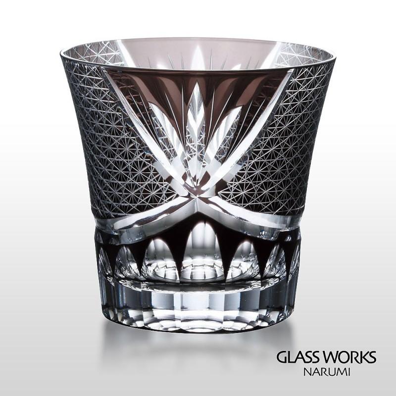 グラスワークス / ナルミ ) 色被せオールド スワール 黒 ロックグラス