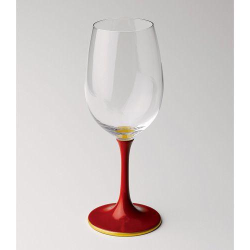 ( 越前塗 / JAPAN Glass ) 白ワイングラス 朱漆 ( 天縁金蒔絵 ) 日本製 ワイングラス