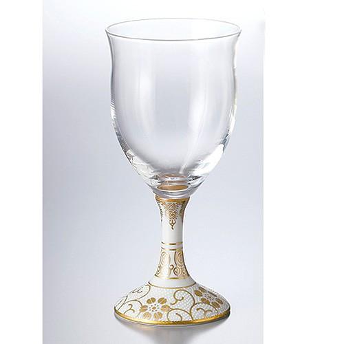 ( 九谷焼 / 九谷和グラス ) 白粒鉄仙 ワイングラス ( 大 ) 伝統工芸