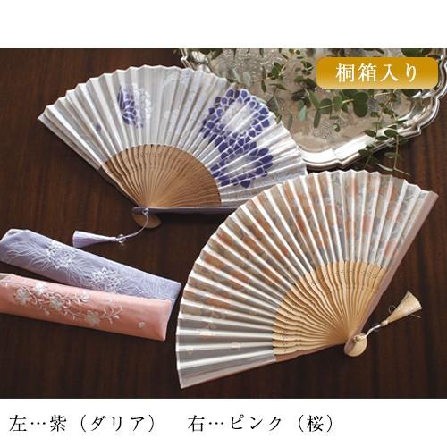 舞扇堂 ) 高級扇子 / 沙羅 女性向き 桐箱入りギフトセット プレゼント