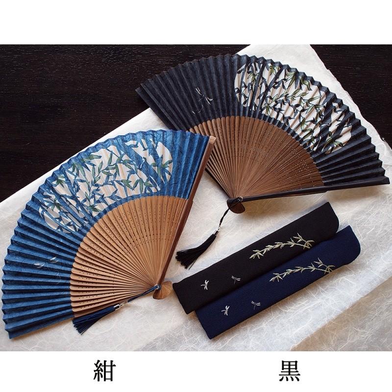 舞扇堂 ) 切絵 颯 男性向き / 桐箱入りギフトセット 扇子 京都 誕生日
