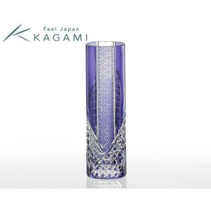 KAGAMI 江戸切子（カガミクリスタル）一輪挿 花瓶 花器＜亀甲花菱小紋 
