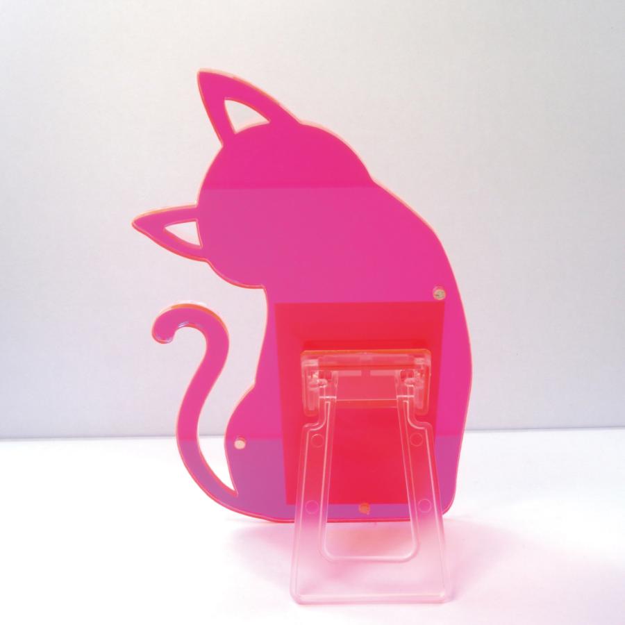 猫ちゃんシルエットのかわいいアクリルフレーム ネオンピンク