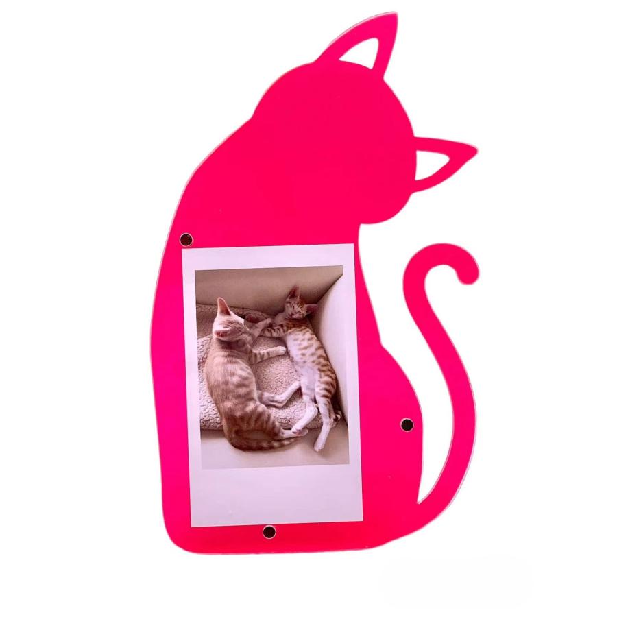 猫ちゃんシルエットのかわいいアクリルミニフォトフレーム ネオン