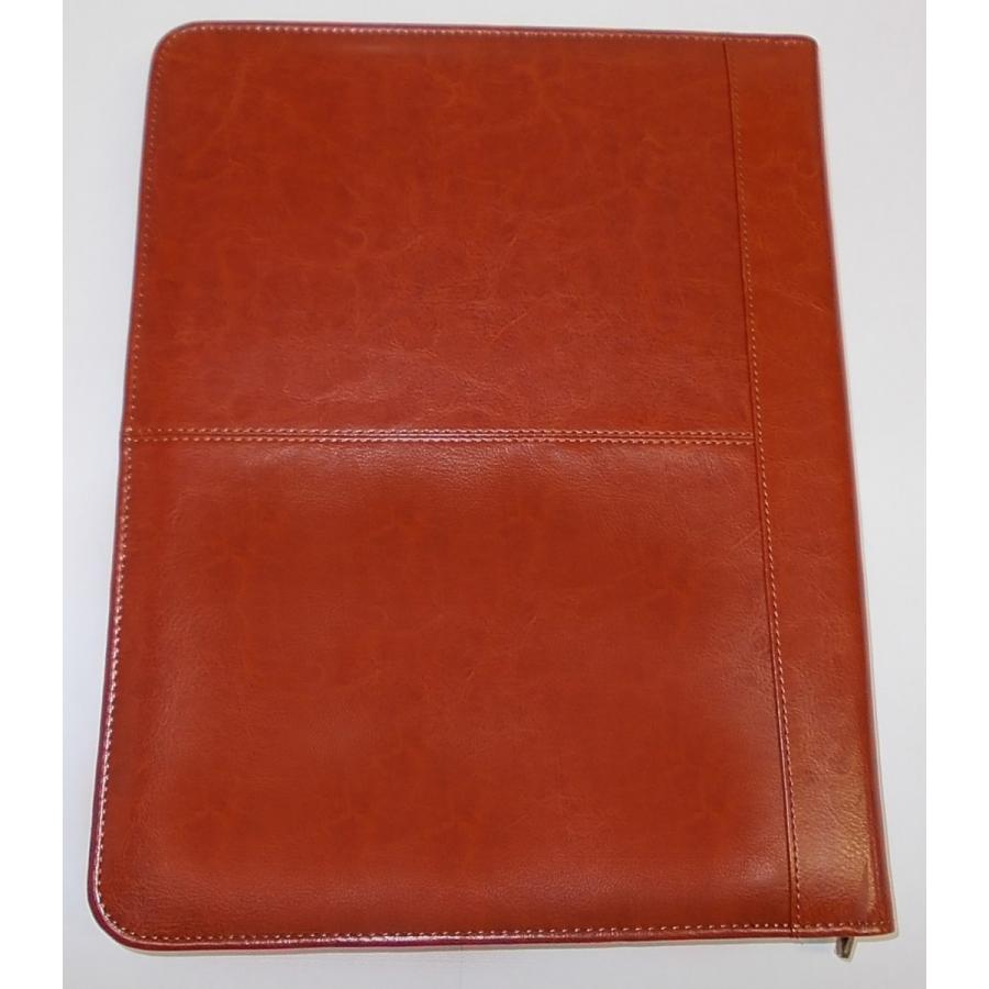 レザー調PUレポートパッドホルダー A4 ファスナー付で多収納 会議や