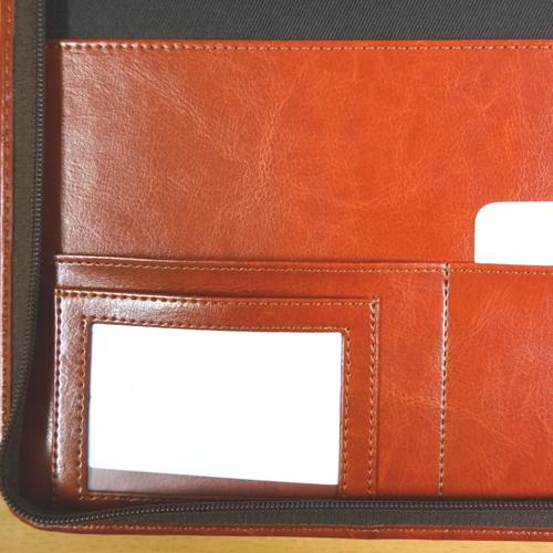 レザー調PUレポートパッドホルダー A4 ファスナー付で多収納 会議や