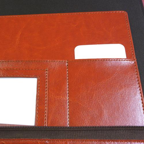 レザー調PUレポートパッドホルダー A4 ファスナー付で多収納 会議や