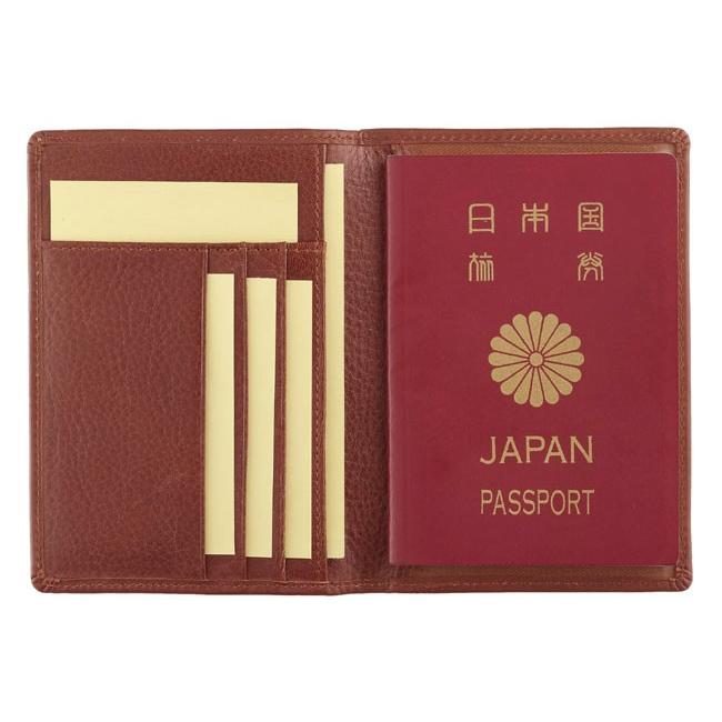 本革パスポートケース 【名入れ】 セミベジタブルタンド革 ブラウン