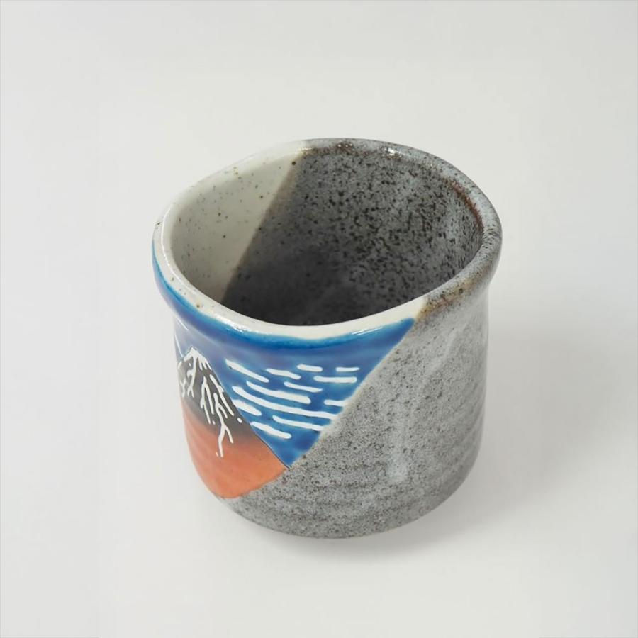 真葛焼　汲み出し　十客　鳥羽絵　湯呑 九谷焼 波口大湯呑 北斎 凱風快晴 ：美山窯 ギフト 葛飾北斎 浮世絵