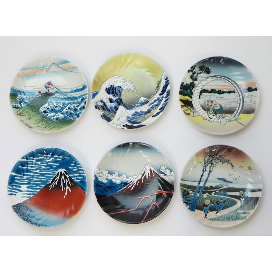 九谷焼 北斎 甲州石班沢 5号飾皿：美山窯 葛飾北斎 浮世絵 九谷アート