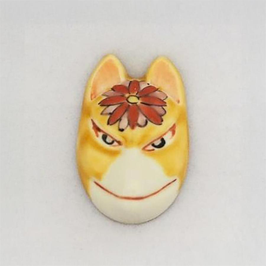 ❤️九谷結窯 九谷焼 ガッチャン 狐面 キツネ面 きつね面 ♡ 九谷焼 日本百面相シリーズ キツネ面 作家：佐藤剛志絵付け