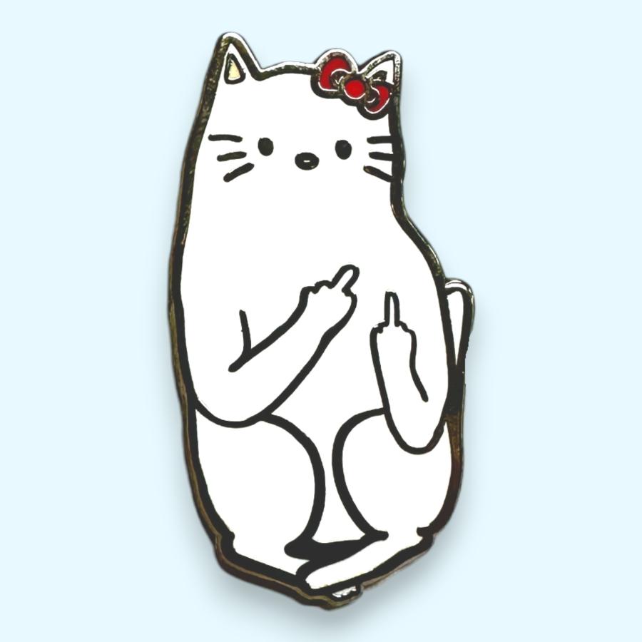 ネコさん 猫 中指 ピンバッジ パロディ バッジ ポスト投函 : CP Select 