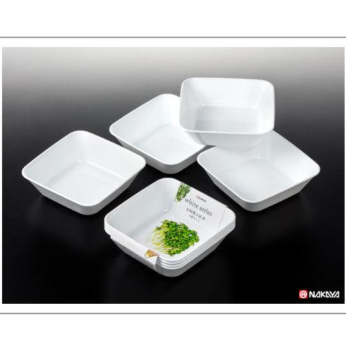 【おまとめ割】【メーカー直送品】108個セット お料理小皿 角 4P ホワイト 電子レンジあたためOK 白小皿4枚セット 4枚組/ホワイト食器/白いお皿 nakaya K…