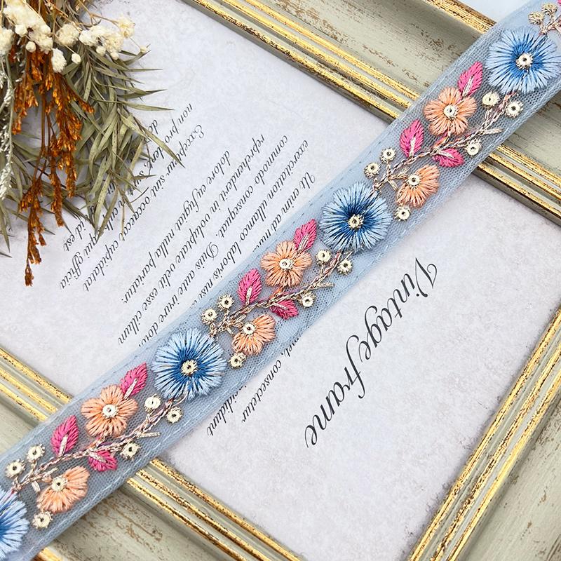 インド刺繍リボン 25ｍｍ 細幅 ハンドメイド 素材 50cm 単位売り