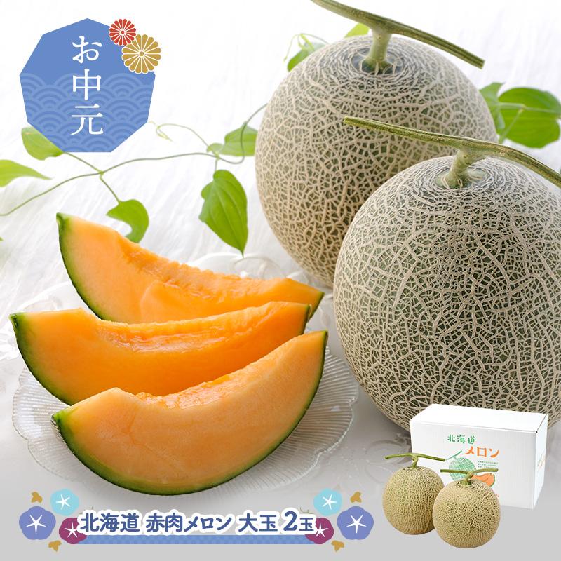 お中元 2026/6/25-9/10お届け フルーツ 北海道 赤肉メロン 大玉 2玉 果物 メロン 送料無料 御中元 SN0000-020104 | 