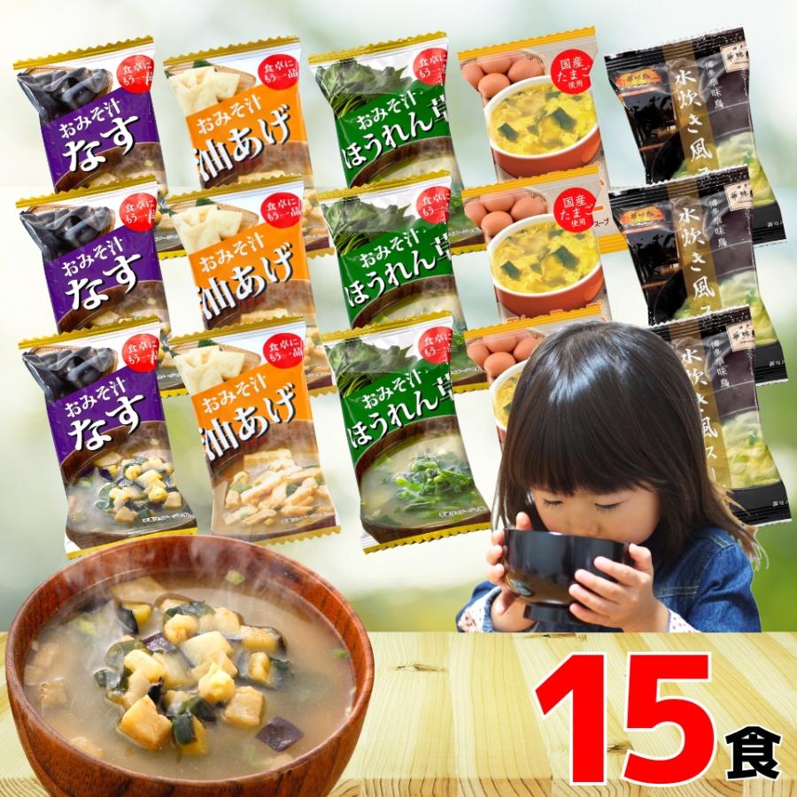 フリーズドライ 味噌汁 スープ 15食 送料無料 【ご自宅向け簡易梱包