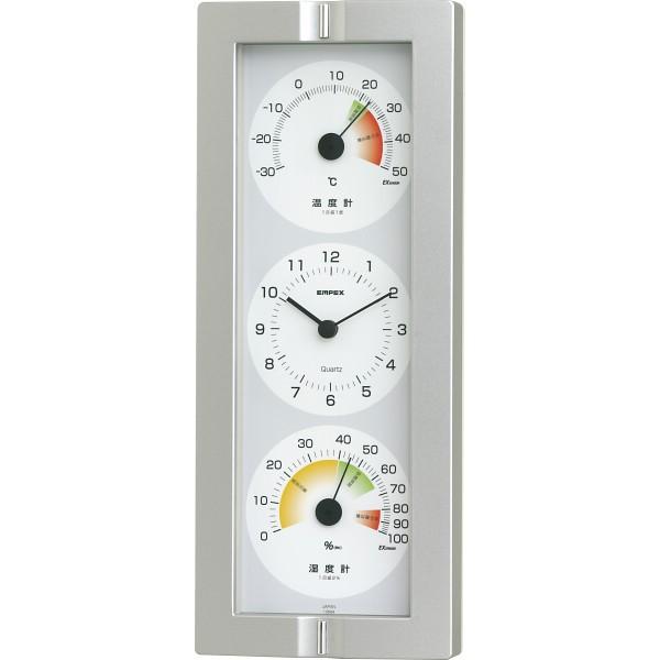 エンペックス 生活管理温度・湿度・時計 シャインシルバー  TQ-2440 （ギフト対応不可）