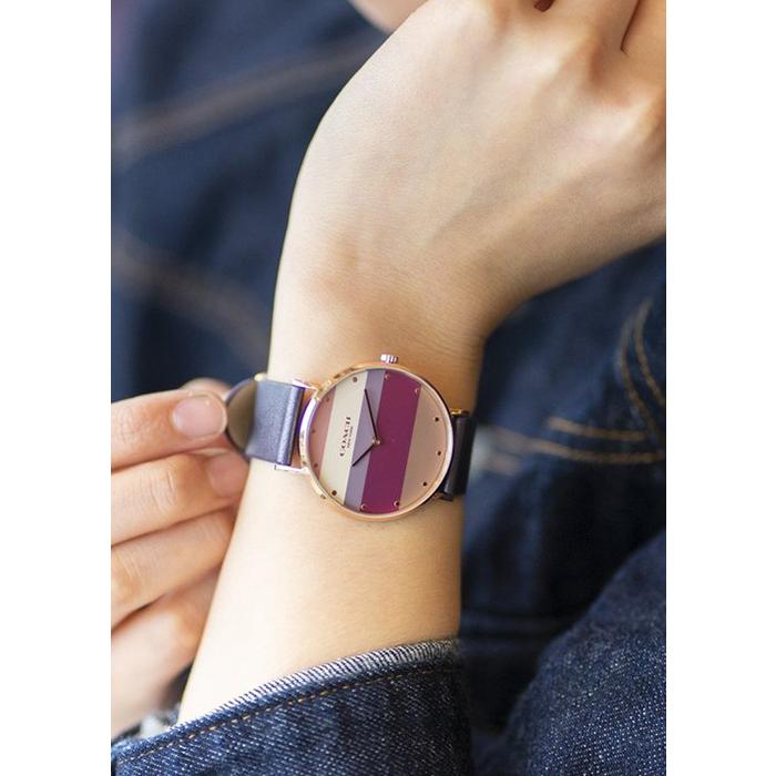 COACH コーチ Grand 36mm MultiColor Leather マルチカラー パープル  