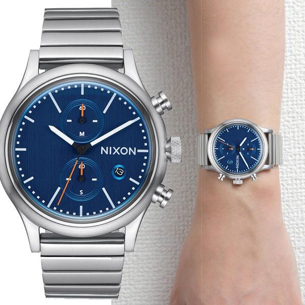 [日本未入荷] NIXON ニクソン STATION CHRONO ステーション クロノ シルバー/ネイビーブルー レディース メンズ ユニセックス 時計 A1162-307 A1162307
