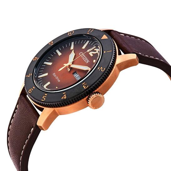 CITIZEN シチズン Eco-Drive エコドライブ Brycen レザー ブラウン