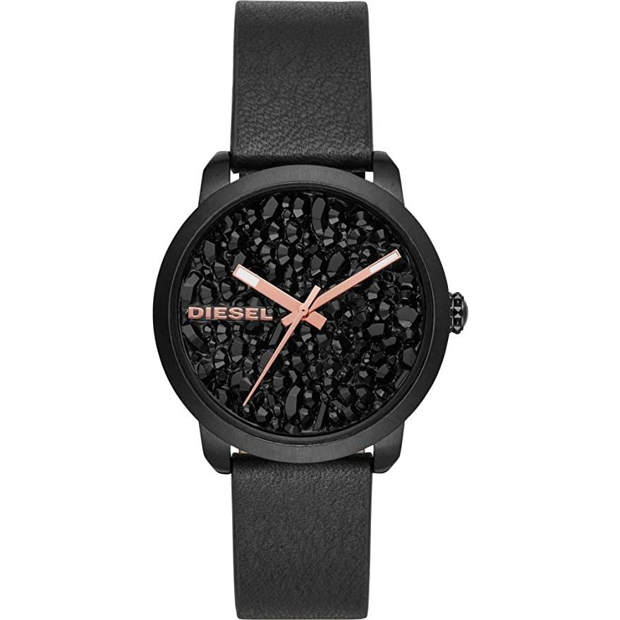 DIESEL ディーゼル FLARE ROCKS DZ5598 ストーン ローズゴールド ブラックレザー  アナログ  レディース 腕時計 dz5598∵｜gifttime