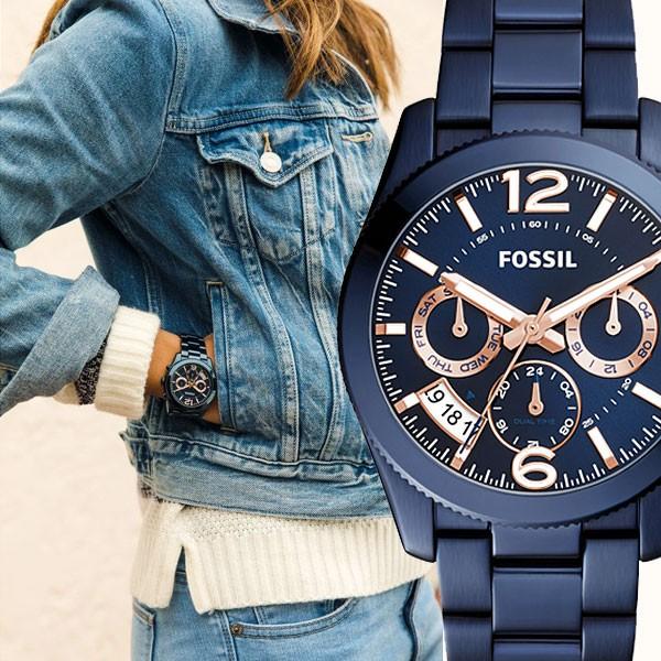 Fossil フォッシル Perfect Boyfriend Dual Time パーフェクトボーイフレンド ネイビー レディース 腕時計 Es4093 Es4093 Gifttime 通販 Yahoo ショッピング