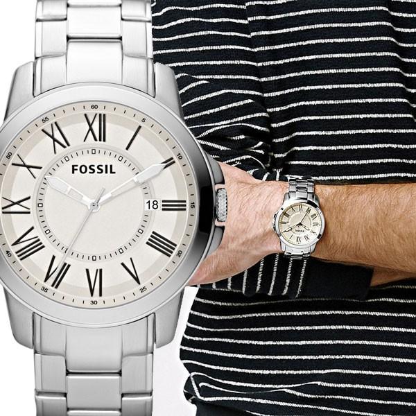 好評 ホワイト グラント Grant FS4734 フォッシル FOSSIL クリーム 腕時計 メンズ メタル 腕時計