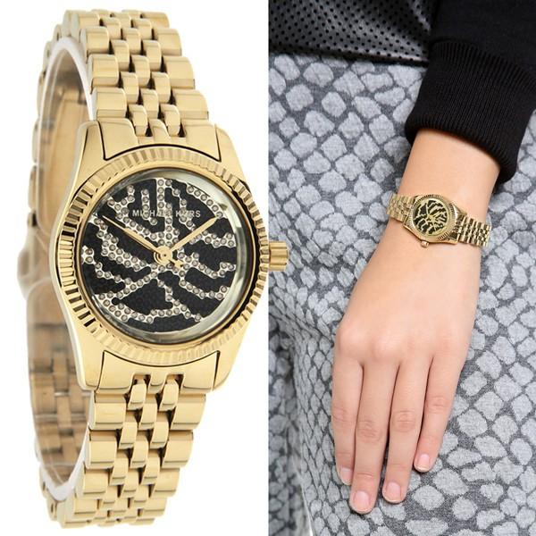 MICHAEL KORS[マイケルコース] mk3300 Lexingtonレキシントン スモール アニマル柄 ゼブラ ゴールド レディース 腕時計