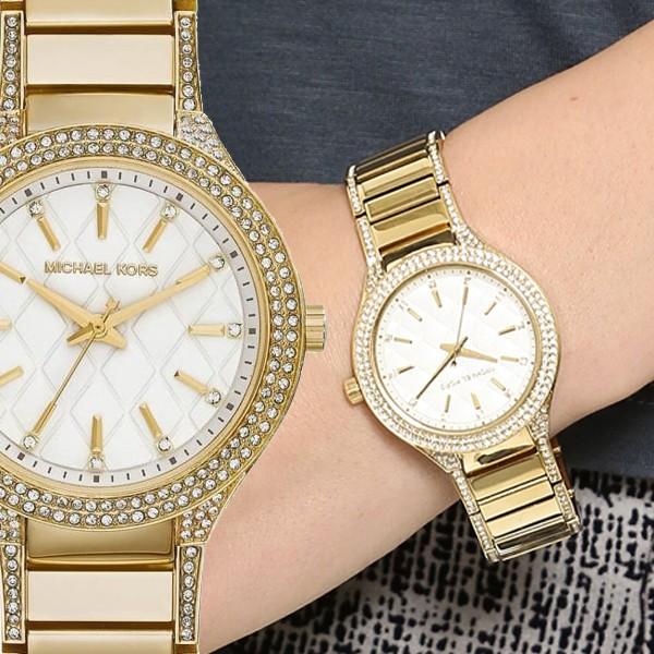 MICHAEL KORS[マイケルコース] mk3347 Kerry ケリー ホワイト ゴールド 格子柄 レディース 腕時計