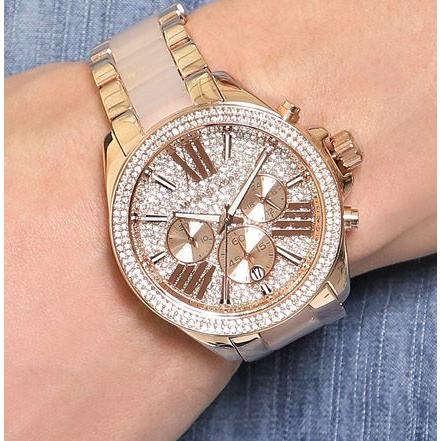 MICHAEL KORS MK6096 Wren Rosegold Crystal Pave Dial Chronograph Ladies レン クリスタル ローズゴールド クロノグラフ レディース マイケルコース 時計｜gifttime｜04