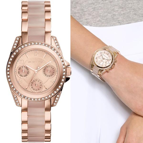 MK6175 Mini Blair Blush and Rose Gold ローズゴールド×アセテート アナログ レディース 腕時計 マイケルコース