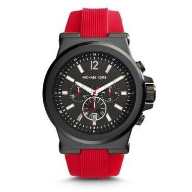 MICHAEL KORS[マイケルコース] mk8382 Dylan　Silicone  ディラン　レッド×ガンメタル　シリコンバンド　メンズ クロノグラフ腕時計｜gifttime