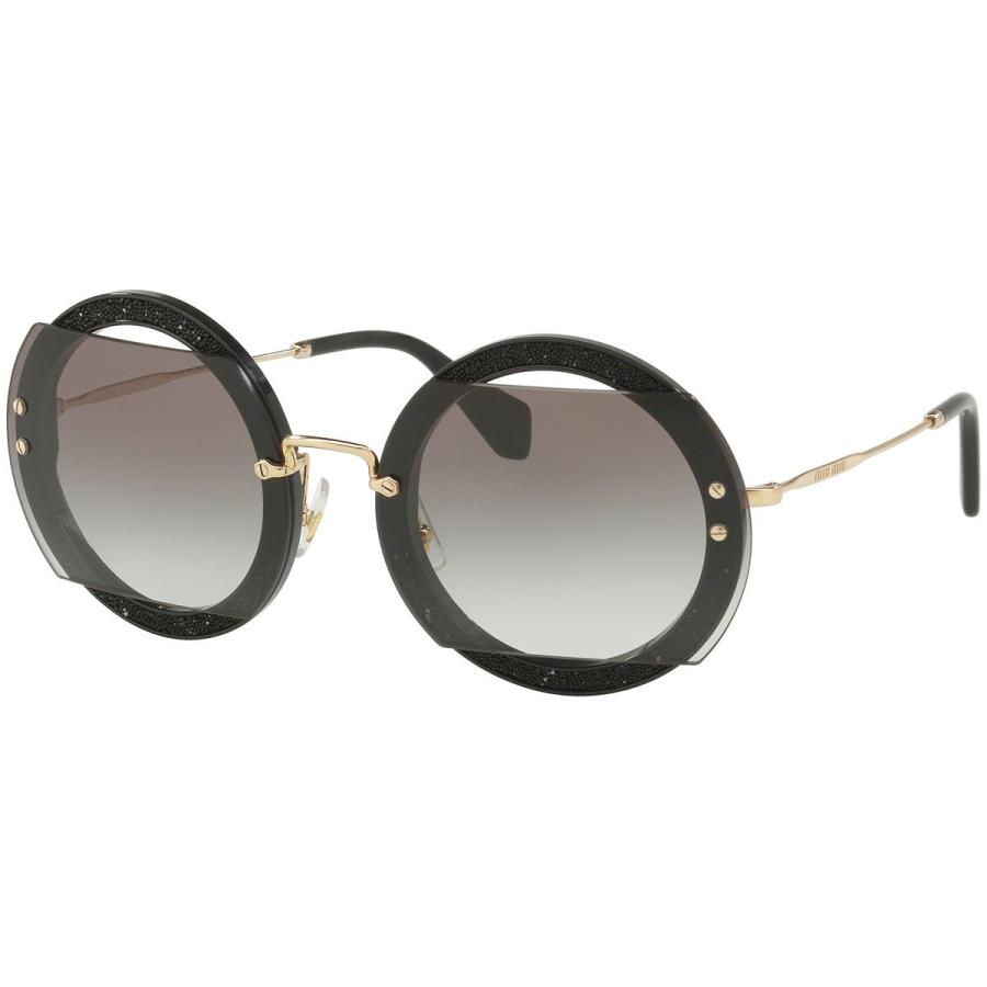 Miu Miu ミュウミュウ ラウンド ブラック グリッター レディース 