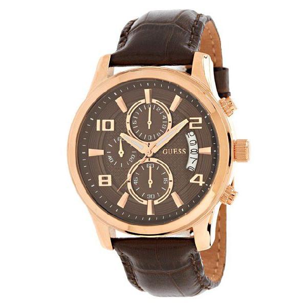 GUESS ゲス u0076g4 Brown Leather MENS U0076G4 ローズゴールド×ブラウン レザーバンド メンズ 腕時計