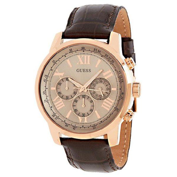 GUESS ゲス u0380g4 Brown Leather MENS U0380G4 ローズゴールド×ブラウン レザーバンド メンズ 腕時計