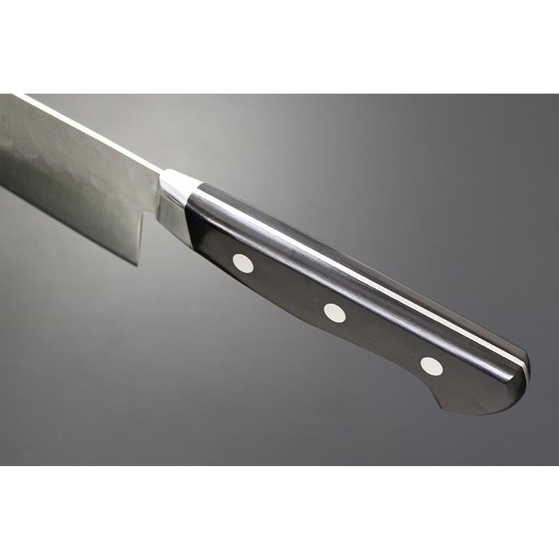 包丁 日本製 KC-921 関兼常作 青鋼 梨地口金付 黒合板柄 三徳 180mm