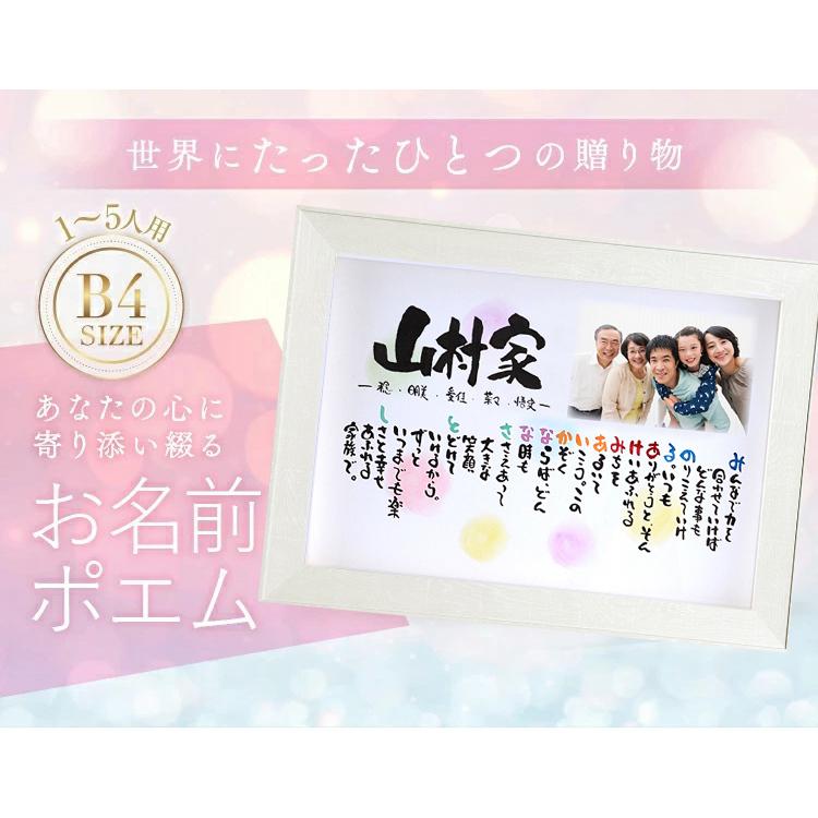 5名さま　B4サイズ　お名前ポエム 新築祝い 結婚記念日 名前ギフト詩 お名前ポエム 家族の写真入り (B4