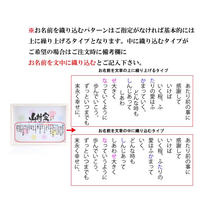 結婚祝い ウェルカムボード ネームポエム 友禅アート 結婚記念日  新築祝い【1〜5人用】お名前ポエム 名前ギフト詩  退職祝い 金婚式 名前の詩（B4サイズ）_8