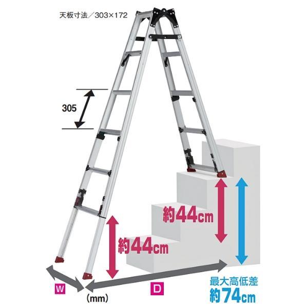 【美品激安通販】 ピカ 四脚アジャスト式 はしご兼用脚立 上部操作タイプ SCN-34B 階段用 スタッピー