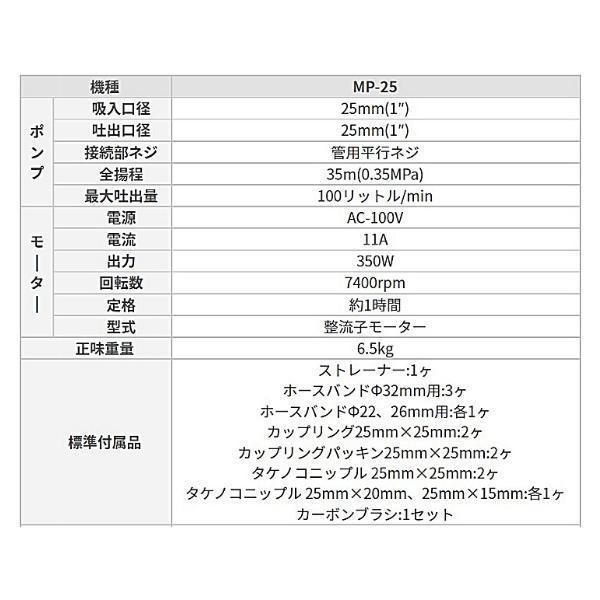 工進 ジェットメイト モーターポンプ AC100V 25mm 350W MP-25 MP25 MP-25-1｜giga-ep｜07