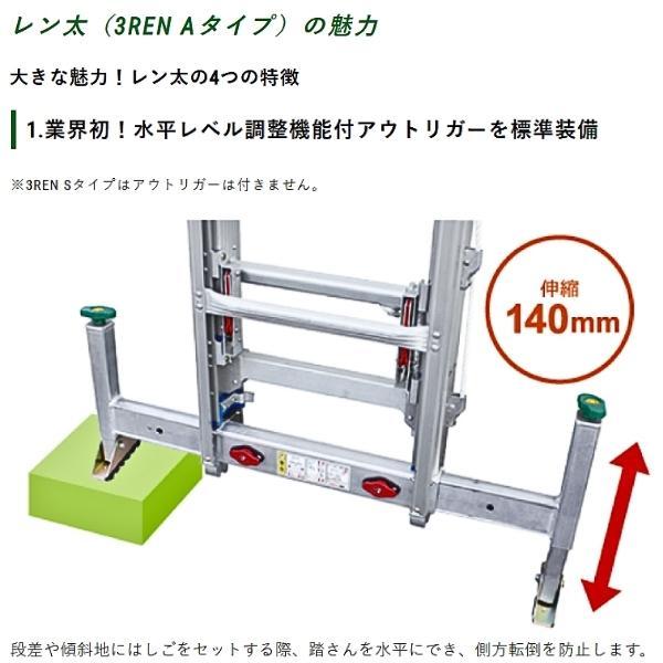 在庫確認商品】ナカオ 三連伸縮はしご レン太 Aタイプ 3REN-7.0A 