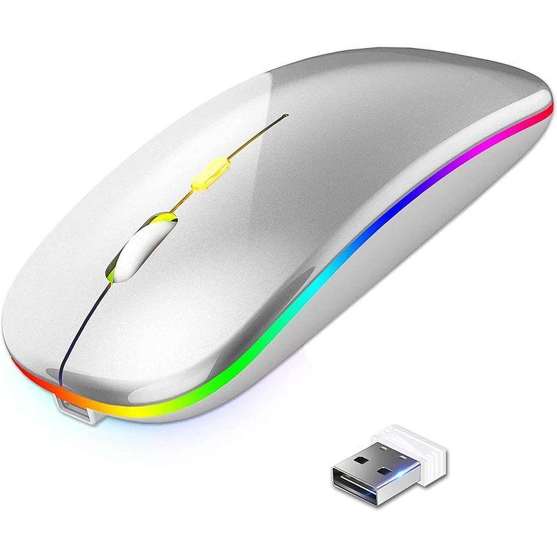 贅沢 小型 静音 7色led ワイヤレスマウス 持ち運び便利 002 超薄型 その他マウス トラックボール