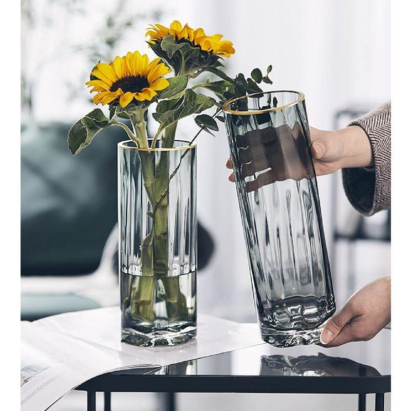 花瓶 ガラス 透明 グレー 30cm 花器 フラワーベース シリンダー 円柱 ガラスベース ガラスボトル アレンジ インテリア 水栽培 生け Dream Factory Online 通販 Yahoo ショッピング